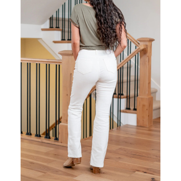 Judy Blue Lila Mid Rise Split Hem Bootcut Size 18 W  White - Picture 2 of 11